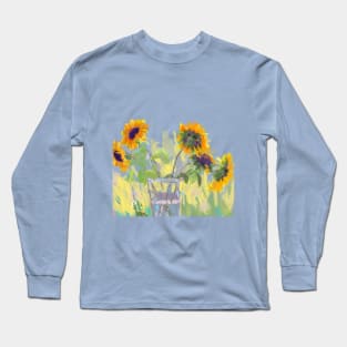Sunflowers in glass vase Long Sleeve T-Shirt
